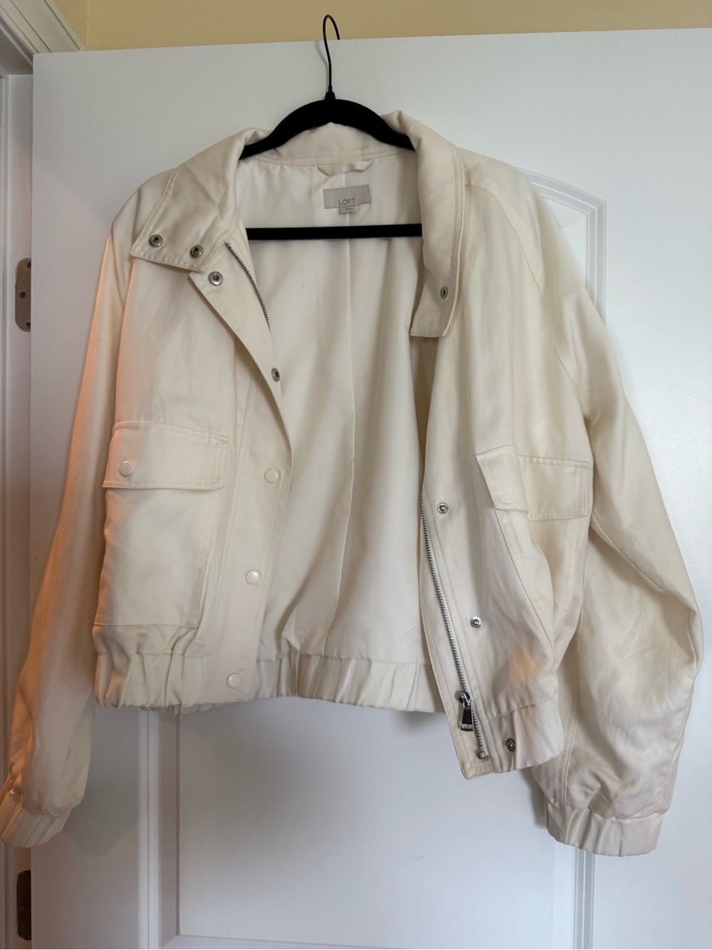 LOFT Off-White Utility Bomber Jacket